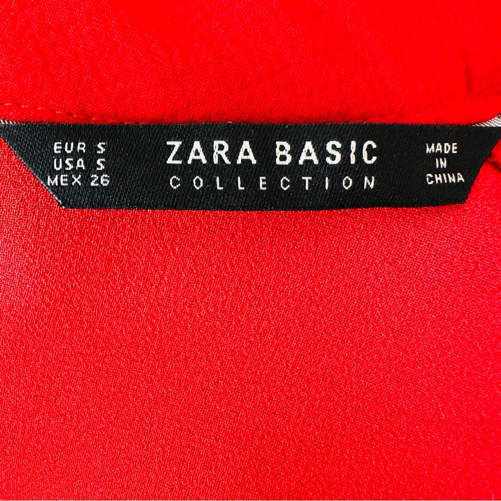 Zara flare midi dress A-line skater red mock neck - Picture 10 of 11